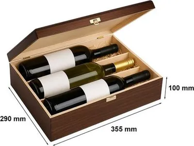 Zdjęcie produktu dla Drewniane Pudełko Prezentowe Na Wino K-983 EX Brąz