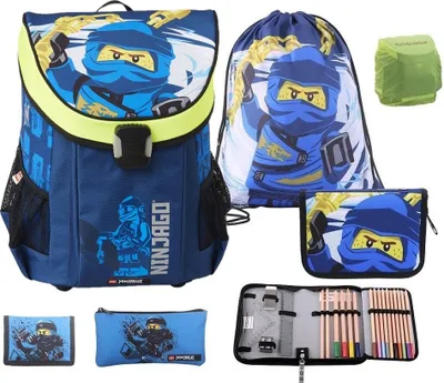 Produktbild von Lego Ninjago Schulranzen Set 6tlg. EASY Ranzen 1. Klasse mit Federmappe Ninja Jay Blau
