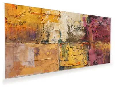 Produktbild von Glasbild 100x50cm in XXL für Wohnzimmer, Schlafzimmer Motiv Kunst Collage Textur