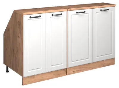 Produktbild von Küchenschrank für Dachschrägen Vicco R-Line Weiß Landhaus 140 cm 2er Set Schrankkorpuss 60 cm Tiefe, Model 60138