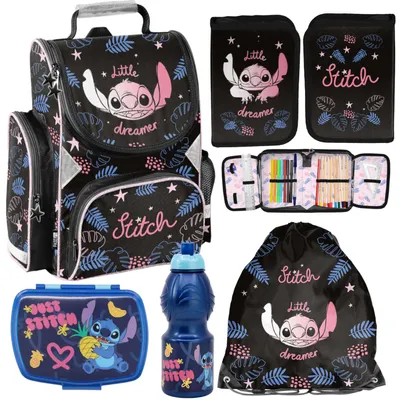 Produktbild von Schulranzen für Kinder mit Federmäppchen Lilo und Stitch Motiv - 1-3 Klasse 5-TEILIGES SCHULSET