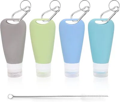 Produktbild von Famanu Reiseflasche 90 ml - lekfrei, nachfüllbar, mit Karabiner und Reinigungsbürste