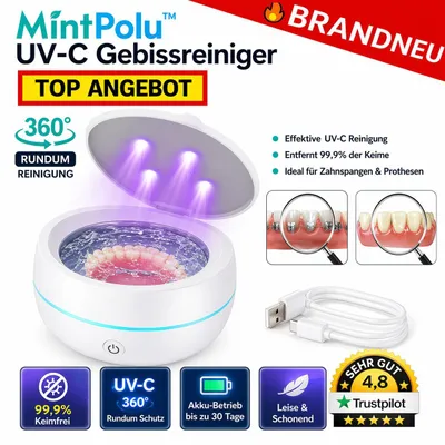 Produktbild von MintPolu™ UV-C Gebissreiniger für Zahnspangen & Zahnprothesen mit Akku 360°