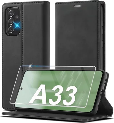 Produktbild von Ailicici Samsung Galaxy A33 5G Hülle Leder Flip Wallet Stoßfest Schwarz