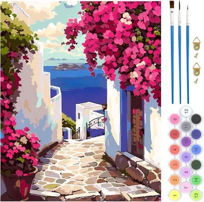 Immagine prodotto di Set per dipingere con i numeri: paesaggio su tela, 40x50 cm