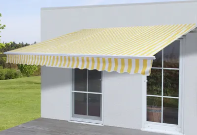 Produktbild von Alu-Markise T790, Gelenkarmmarkise Sonnenschutz 4x3m  Acryl Gelb/Weiß