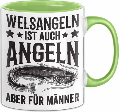 Produktbild von Angler Tasse Geschenk Welsangeln Ist Auch Angeln Aber Für Männer Fischer Becher (Grün)