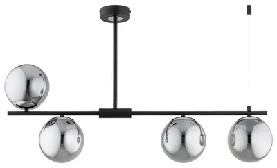 Obrázek produktu pro Závěsné svítidlo HILL černé s chromovými prvky, 4xE14x10W, sklo, rozměry: 52x15x86 cm, IP20, Alfa