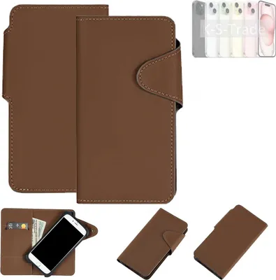 Produktbild von K-S-Trade Schutzhülle Klapphülle Kunstleder kompatibel mit Apple iPhone 15 braun Handy Hülle Wallet Case