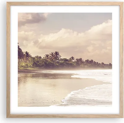 Produktbild von Gerahmtes Poster - Rahmen in heller Eiche - Palmen Strand Wasser - 50x50 cm - Wand Bild - Wanddeko - Wandbilder - Kunstposter - Wandposter - Bilderrahmen - Bilder - Kunstdruck - P2NAC50x50-4917