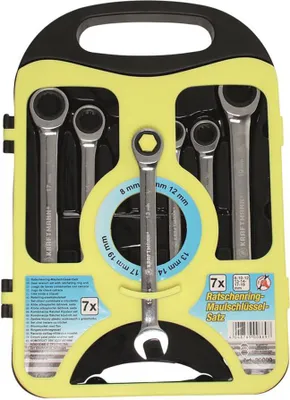 Produktbild von Zestaw kluczy oczkowych z grzechotką | SW 8 - 19 mm | 7 szt.