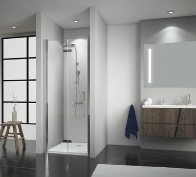 Produktbild von Drehfalttür für Nische Breuer Panorama 90 cm Anschlag links Klarglas Profilfarbe chrom
