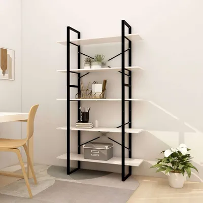 Image de Maison Exclusive - Bibliothèque 5 étagères, blanche, 100 x 30 x 175 cm, en pin massif