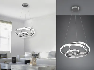Produktbild von Große LED Pendelleuchte dimmbar, geschwungen Ø 60cm, Silber