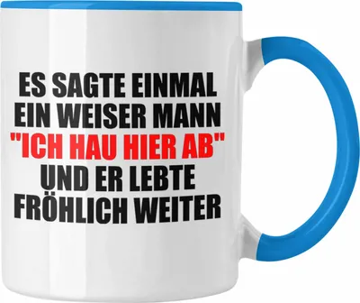 Produktbild von Trendation - Jobwechsel Tasse Geschenk Kollege Lustig Abschiedsgeschenk Sprüche - Ich Hau Hier Ab (Blau)