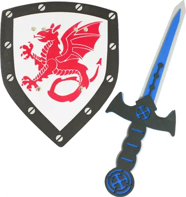 Produktbild von Ritter Schwert und Schild aus Schaumstoff - Spielzeug Set mit Drachen | Rot