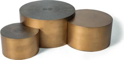 Productafbeelding van Luxe gouden salontafelset, bestaande uit 3 ronde tafels, modern design, geschikt voor de woonkamer