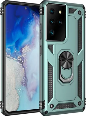 Produktbild von Silikon TPU Slim Case mit 360 Grad Ring Ständer Schutzhülle Kickstand Handyhülle Magnetische Autohalterung kompatibel mit iPhone 14 Pro Grün