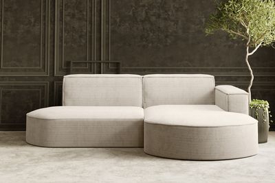 Kaiser Möbel Ecksofa Designer MODENA STUDIO stoff Dicker cord Poso Beige Rechts