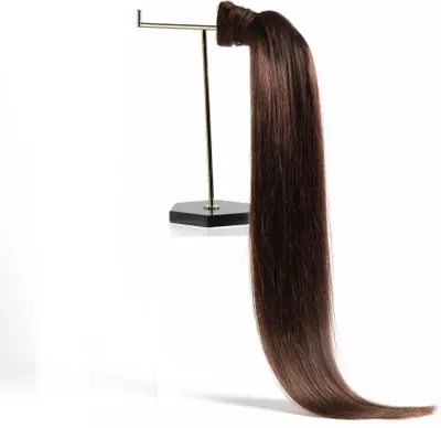 Produktbild von chaarmant Ponytail Extensions Echthaar 55 cm 100 g – Zopf Haarteil #4 Schokobraun