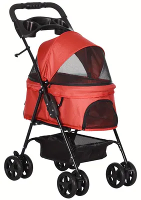 Immagine prodotto di Carrozzina per cani - Trasportino per animali - Carrello per animali domestici - Passeggino per animali - Carrozzina per cani - Pieghevole - 4 ruote con freno