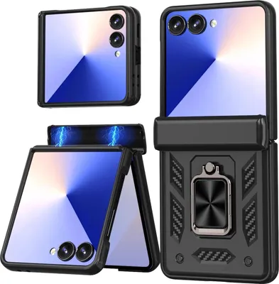 Obrázok produktu pre Pre Samsung Galaxy Z Flip7 5G TPU + PC Ring Holder Camera Slider Cover Black