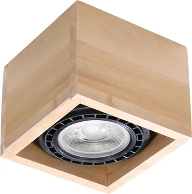 Produktbild von Deckenleuchte QUATRO 1 Naturholz 1xGU10 10W Holz 10x14x14cm Sollux Lighting