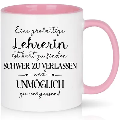 Immagine prodotto di Tazza da caffè regalo per insegnante, addio, 320 ml, rosa, con scritta