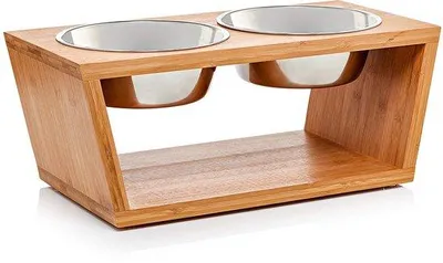 Produktbild von Famanu Futterstation für Haustiere - nachhaltig aus Bambus - Set von 4