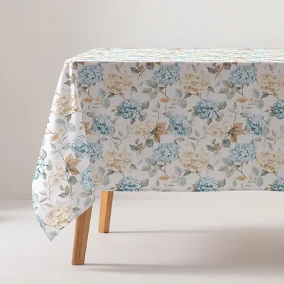Tischdecke rechteckig 160x300 cm Baumwolle Blumenmuster