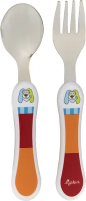 Immagine prodotto di sigikid Ringel Dingel Besteck, 2-tlg., Kinderbesteck, Besteck-Set, Gabel, Löffel, Kinder, Rot / Orange, 25198