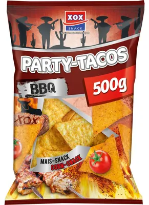 Immagine prodotto di XOX Party Tacos Barbecue Snack di mais piccante e croccante 500g
