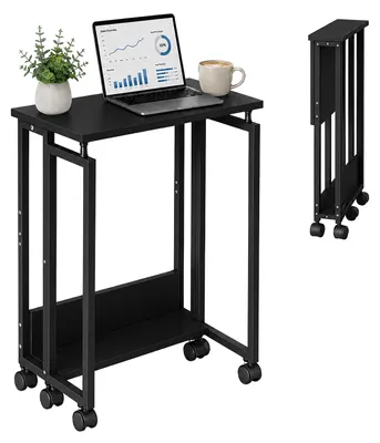 Produktbild von Relaxdays Schreibtisch klappbar, mit 6 Rollen, Computertisch, platzsparend, HBT: 75x60x50 cm, Bürotisch, Metall, schwarz