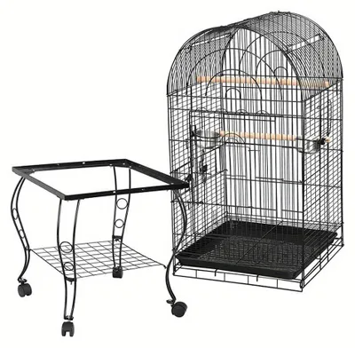 Produktbild von Vogelkäfig - Vogelvoliere - Wellensittichkäfig - Kanarienvogelkäfig - Käfig - Mit offenem Dach - Mit Rollen - 59x59x150 cm