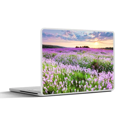 Produktbild von MuchoWow® Laptop Aufkleber Sticker Cover Blumen - Lavendel - Lila - Himmel - Sonnenuntergang - Wiese - Natur 31x22.5 cm - Laptop-Deko
