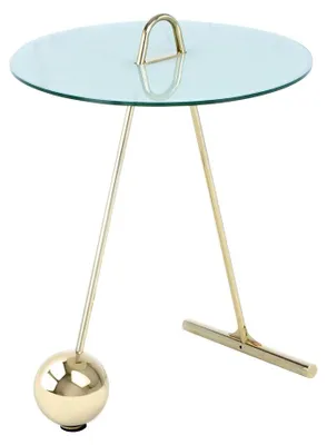 Produktbild von Pendulum Couchtisch aus Goldstahl und weißem Marmorglas