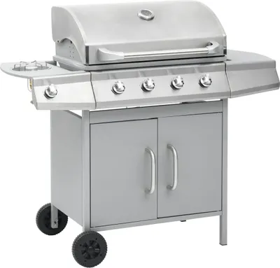 Produktbild von vidaXL Gasgrill 4+1 Flammen Silbern Edelstahl