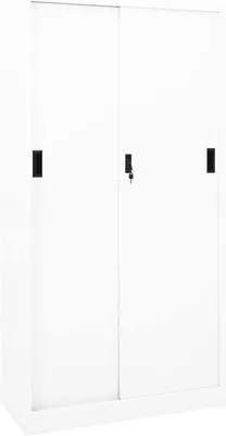 Productafbeelding van Kantoorkast met schuifdeur, archiefkast, gereedschapskast, metalen kast, stalen kast, kelderkast, multifunctionele kast, opslagkast, wit, 90x40x180 cm, staal