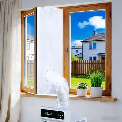 Imagen del producto de Kit para sellar aires acondicionados, burlete universal para aires acondicionados portátiles y secadoras de ropa, evita la entrada de polvo y calor, aísla contra las fugas de aire frío, fácil de instalar (400 cm)