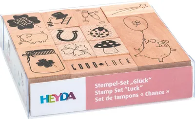 Produktbild von HEYDA Motivstempel-Set "Glück" in Klarsicht-Box