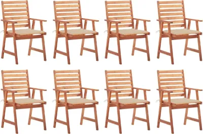Produktbild von Cloris Designermöbel Garten-Essstühle 8er Set mit Kissen Massivholz Akazie 2024 Neu