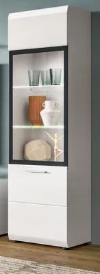 Produktbild von Vitrine "Cover" in weiß Hochglanz Vitrinenschrank 45 x 160 cm