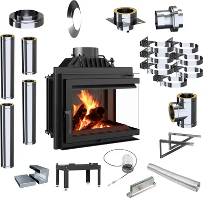 Produktbild von Kamineinsatz KRATKI Simple Right 8kW Ø200 Einlass Externes Schornsteinset