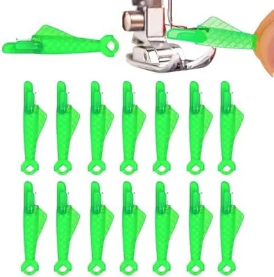 Produktbild von 15 Stück Nadeleinfädler für Nähmaschinen, Kunststoff Nähnadeln Einfädler, Einfädelhilfe für Nadeln, Nähmaschines Grüner Kunststoff Fisch für Handnähen und nähmaschinen