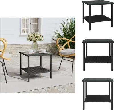 Obrázok produktu pre vidaXL Bočný stolík čierny 45x45x45 cm polyratan a tvrdené sklo - Bočné stolíky