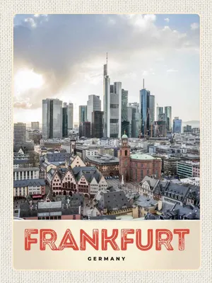 Produktbild von vianmo Holzschild 40x30 cm Frankfurt Stadt Hochhäuser Altstadt Bildmotiv Reisemotiv Deutschland