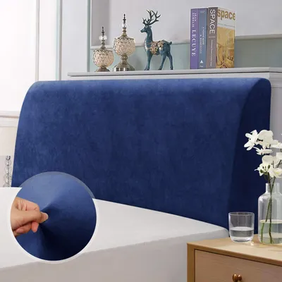 Produktbild von Kopfteilbezug aus elastischem Samt (Dunkelblau, 120-140 cm)