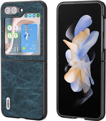 Produktbild von König Design Hülle kompatibel mit Samsung Galaxy Z Flip5 5G Kunstleder Handyhülle - Handy Case Blau
