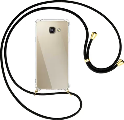 Produktbild von Handykette Backcover-Schutzhülle mit Band (Metall goldfarben) für Samsung Galaxy A5 2016 (SM-A510) - schwarz