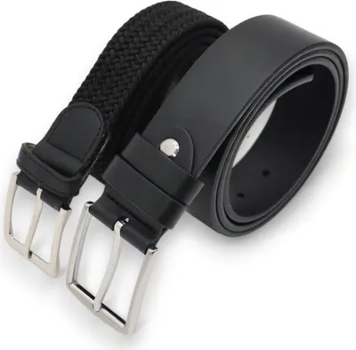Produktbild von SK 2er-Pack Gürtel – Stretchgürtel mit 40 mm Jeansgürtel – Leder – Schwarz – 100